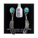 Natural Turquoise .925 Sterling Silver Certified Authentic Navajo Native American Handmade Feather Post Earrings  18317