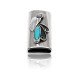 Natural Turquoise .925 Sterling Silver and Nickel Certified Authentic Navajo Native American Handmade Flower Leaf Lighter Case 18334