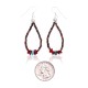 Natural Turquoise and Coral .925 Sterling Silver Hooks Certified Authentic Navajo Native American Hoop Dangle Earrings 18337