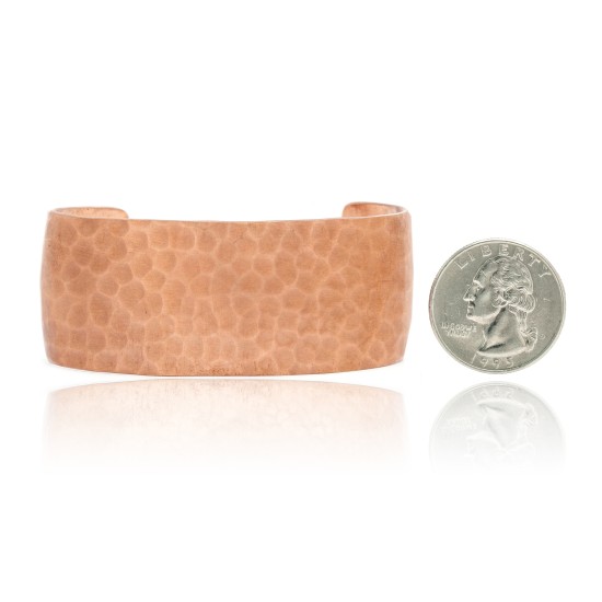 Hammered Copper Certified Authentic Navajo Native American Handmade Wide Cuff Bracelet 22218