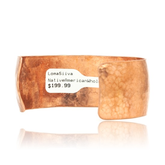 Hammered Copper Certified Authentic Navajo Native American Handmade Wide Cuff Bracelet 22218