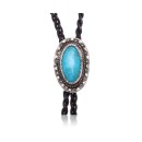 .925 Sterling Silver Handmade Navajo Native American Natural Turquoise Bolo Tie 24383