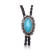 .925 Sterling Silver Certified Authentic Handmade Navajo Native American Natural Turquoise Bolo Tie  24383