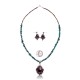 Natural Turquoise Purple Spiny Oyster .925 Sterling Silver Certified Authentic Navajo Native American Handmade Pendant Earnings Set 24519-15222-18198-10