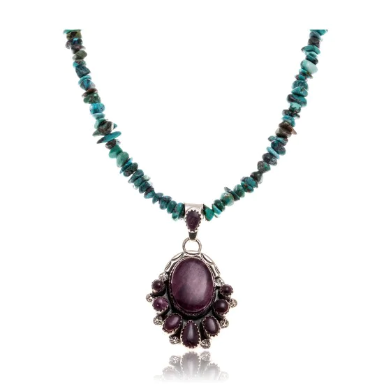 Natural Turquoise Purple Spiny Oyster .925 Sterling Silver Navajo Native American Handmade Pendant Earnings Set 24519-15222-18198-10 Natural Turquoise Purple Spiny Oyster .925 Sterling Silver Navajo Native American Handmade Pendant Earnings Set 24519-15222-18198-10