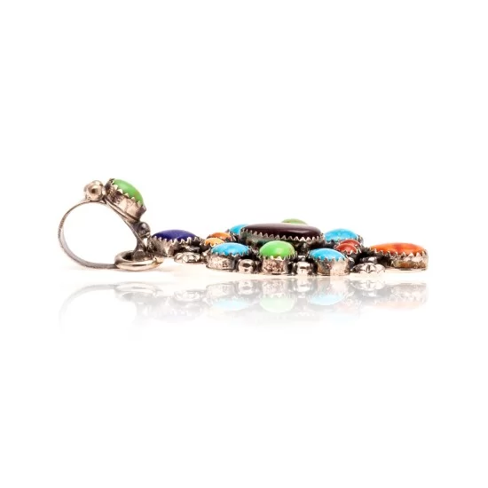 Natural Turquoise Multicolor Stone .925 Starling Silver Navajo Native American Handmade Pendant 24522 Natural Turquoise Multicolor Stone .925 Starling Silver Navajo Native American Handmade Pendant 24522