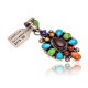 Natural Turquoise Multicolor Stone .925 Starling Silver Certified Authentic Navajo Native American Handmade Pendant 24522 Natural Turquoise Multicolor Stone .925 Starling Silver Certified Authentic Navajo Native American Handmade Pendant 24522