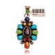 Natural Turquoise Multicolor Stone .925 Starling Silver Certified Authentic Navajo Native American Handmade Pendant 24522 Natural Turquoise Multicolor Stone .925 Starling Silver Certified Authentic Navajo Native American Handmade Pendant 24522