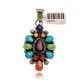 Natural Turquoise Multicolor Stone .925 Starling Silver Navajo Native American Handmade Pendant 24522 Natural Turquoise Multicolor Stone .925 Starling Silver Navajo Native American Handmade Pendant 24522