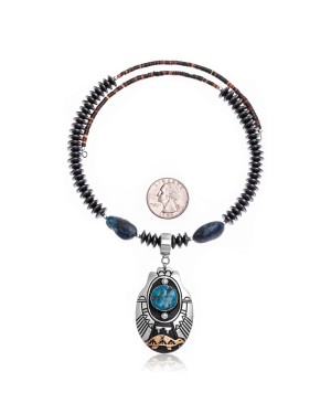 Turtle Natural Turquoise and Hematite .925 Sterling Silver Certified Authentic Navajo Native American Handmade Necklace and Pendant 24537-25560 Turtle Natural Turquoise and Hematite .925 Sterling Silver Certified Authentic Navajo Native American Handmade Necklace and Pendant 24537-25560
