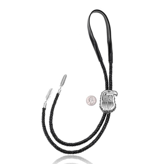Eagle Head .925 Sterling Silver Certified Authentic Handmade Hopi Native American Bolo Tie 24554 Eagle Head .925 Sterling Silver Certified Authentic Handmade Hopi Native American Bolo Tie 24554