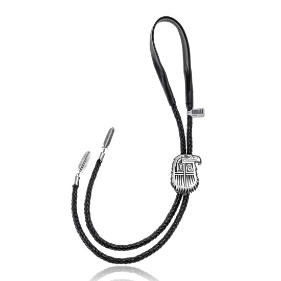 Eagle Head .925 Sterling Silver Certified Authentic Handmade Hopi Native American Bolo Tie 24554 Eagle Head .925 Sterling Silver Certified Authentic Handmade Hopi Native American Bolo Tie 24554