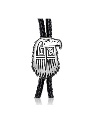 Eagle Head .925 Sterling Silver Certified Authentic Handmade Hopi Native American Bolo Tie 24554