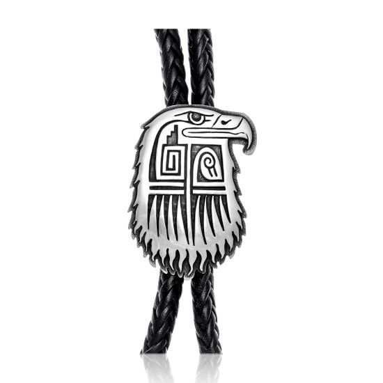 Eagle Head .925 Sterling Silver Certified Authentic Handmade Hopi Native American Bolo Tie 24554 Eagle Head .925 Sterling Silver Certified Authentic Handmade Hopi Native American Bolo Tie 24554
