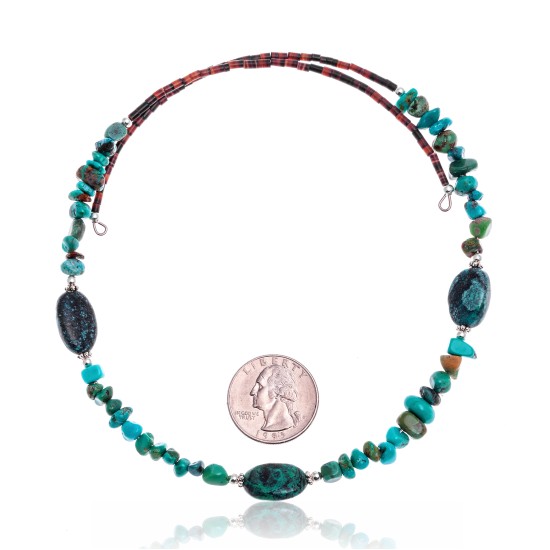 Natural Turquoise Certified Authentic Navajo Native American Adjustable 3 Stone Choker Wrap Necklace 25498 Natural Turquoise Certified Authentic Navajo Native American Adjustable 3 Stone Choker Wrap Necklace 25498