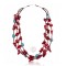 Natural Turquoise, Coral .925 Sterling Silver Navajo Native American 3 Strand Necklace 25507 Natural Turquoise, Coral .925 Sterling Silver Navajo Native American 3 Strand Necklace 25507
