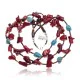 Natural Turquoise, Coral .925 Sterling Silver Navajo Native American 3 Strand Necklace 25507 Natural Turquoise, Coral .925 Sterling Silver Navajo Native American 3 Strand Necklace 25507