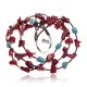 Natural Turquoise, Coral .925 Sterling Silver Navajo Native American 3 Strand Necklace 25507 Natural Turquoise, Coral .925 Sterling Silver Navajo Native American 3 Strand Necklace 25507