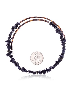 Purple Goldstone Certified Authentic Navajo Native American Adjustable Choker Wrap Necklace 25562