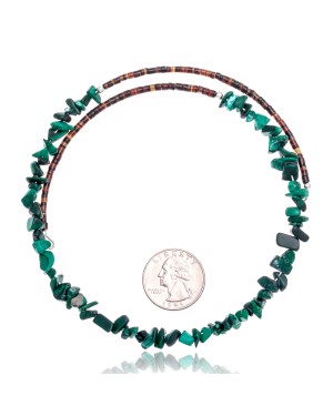 Malachite Certified Authentic Navajo Native American Adjustable Choker Wrap Necklace 25565