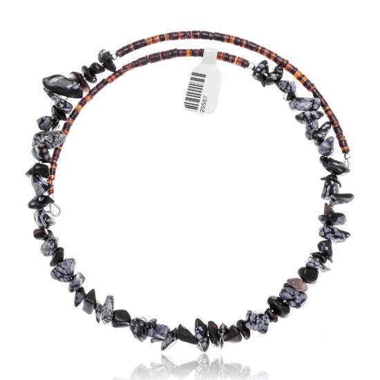 Snowflake Obsidian Certified Authentic Navajo Native American Adjustable Choker Wrap Necklace 25567 Snowflake Obsidian Certified Authentic Navajo Native American Adjustable Choker Wrap Necklace 25567
