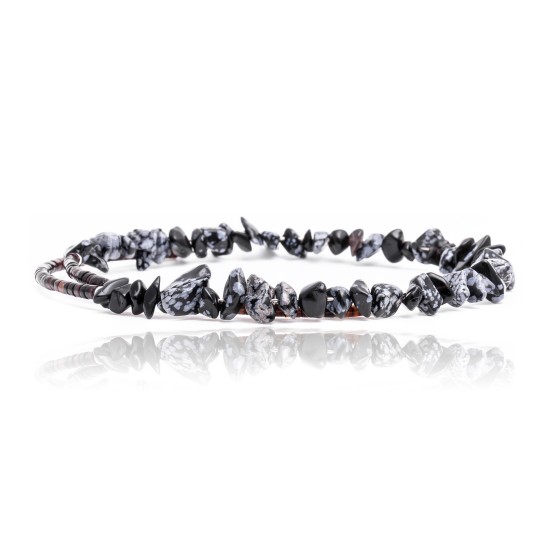 Snowflake Obsidian Certified Authentic Navajo Native American Adjustable Choker Wrap Necklace 25567 Snowflake Obsidian Certified Authentic Navajo Native American Adjustable Choker Wrap Necklace 25567