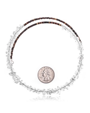 Clear Quartz Certified Authentic Navajo Native American Adjustable Choker Wrap Necklace 25569