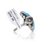 Flower and Leaf Blue Opal .925 Sterling Silver Certified Authentic Navajo Native American Handmade Ring Size 7 26205-12