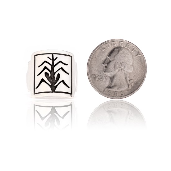 Corn Stalk .925 Sterling Silver Certified Authentic Handmade Hopi Native American Ring 26231