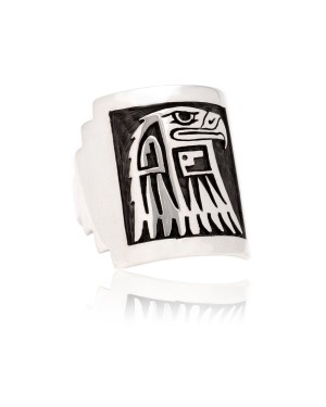 Eagle .925 Sterling Silver Certified Authentic Handmade Hopi Native American Ring 26232