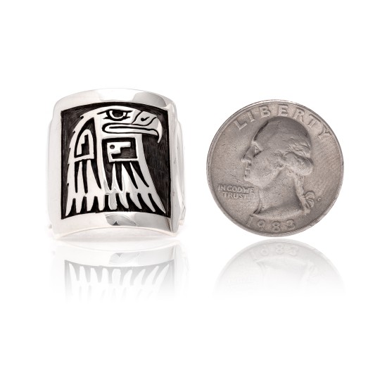 Eagle .925 Sterling Silver Certified Authentic Handmade Hopi Native American Ring 26232