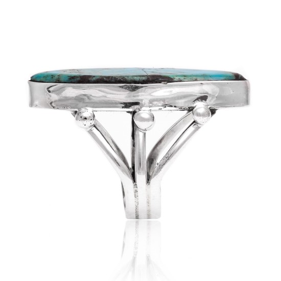 Natural Turquoise .925 Sterling Silver Certified Authentic Navajo Native American Handmade Ring 26235