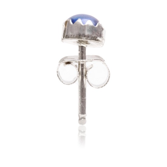 Delicate Blue Pearl Opal .925 Sterling Silver Certified Authentic Navajo Native American Handmade Stud Earrings 27104-141