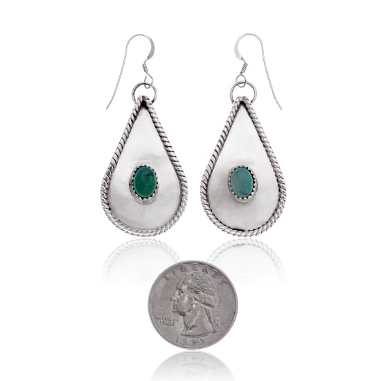 Drop Natural Turquoise .925 Sterling Silver Certified Authentic Navajo Native American Handmade Dangle Earrings 27269 Drop Natural Turquoise .925 Sterling Silver Certified Authentic Navajo Native American Handmade Dangle Earrings 27269