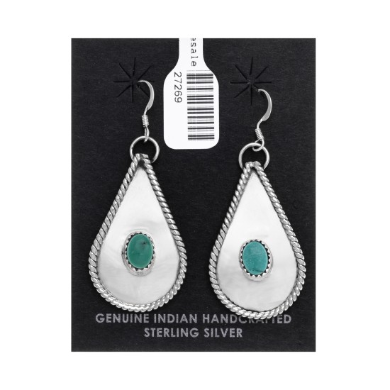 Drop Natural Turquoise .925 Sterling Silver Certified Authentic Navajo Native American Handmade Dangle Earrings 27269 Drop Natural Turquoise .925 Sterling Silver Certified Authentic Navajo Native American Handmade Dangle Earrings 27269