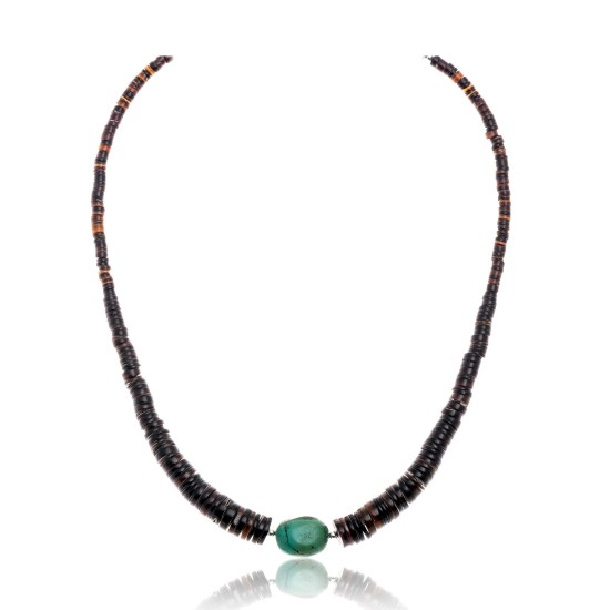 Graduated Heishi and Natural Turquoise .925 Sterling Silver Certified Authentic Navajo Native American Necklace 370856126416