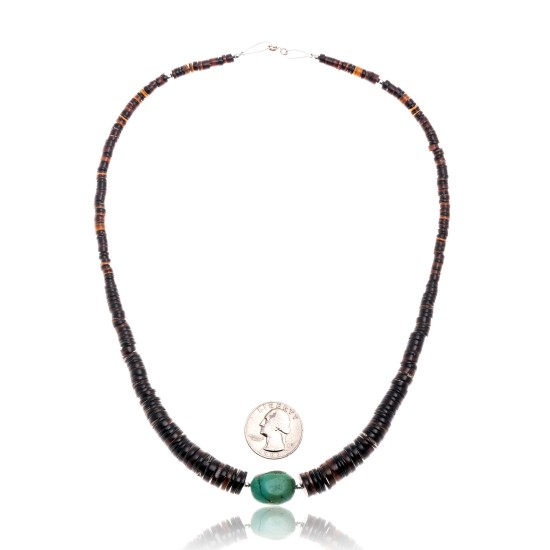 Graduated Heishi and Natural Turquoise .925 Sterling Silver Certified Authentic Navajo Native American Necklace 370856126416