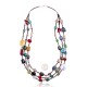 Natural Turquoise and Multicolor Stones .925 Sterling Silver Certified Authentic Navajo Native American 3 Strand Necklace 370979727327