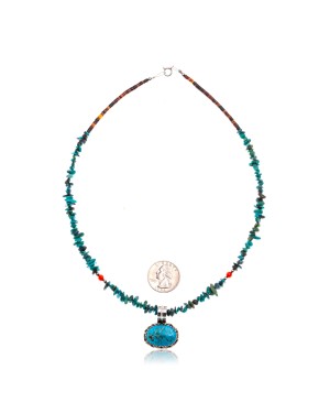 Natural Turquoise .925 Sterling Silver Certified Authentic Navajo Native American Handmade Necklace and Pendant 370989696233