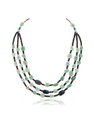 Natural Turquoise Jade .925 Sterling Silver Certified Authentic Navajo Native American 3 Strand Necklace 371054432708