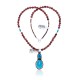 .925 Sterling Silver Certified Authentic Handmade Navajo Native American Natural Turquoise Gold Stone Necklace and Pendant 390616858880