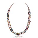 Multicolor Stones .925 Sterling Silver Navajo Native American 2 Strand Necklace 390619935944