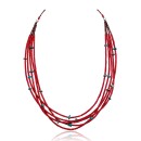 Natural Turquoise and Coral .925 Sterling Silver Navajo Native American 5 Strand Necklace 390744496487