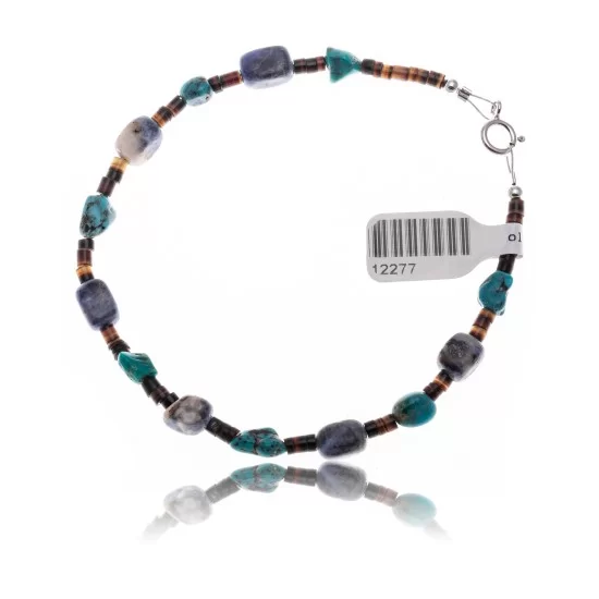 .925 Sterling Silver Navajo Native American Natural Turquoise and Lapis Link Bracelet 390755503726 .925 Sterling Silver Navajo Native American Natural Turquoise and Lapis Link Bracelet 390755503726