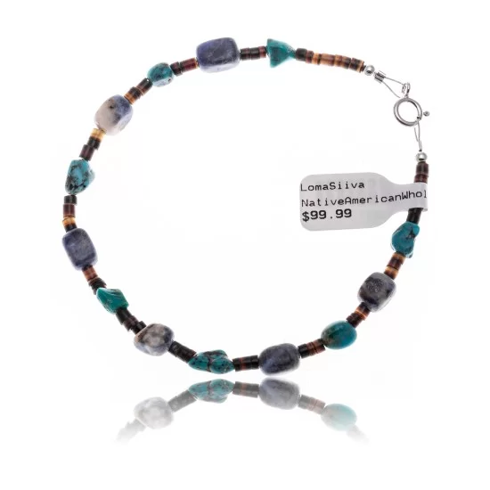 .925 Sterling Silver Navajo Native American Natural Turquoise and Lapis Link Bracelet 390755503726 .925 Sterling Silver Navajo Native American Natural Turquoise and Lapis Link Bracelet 390755503726