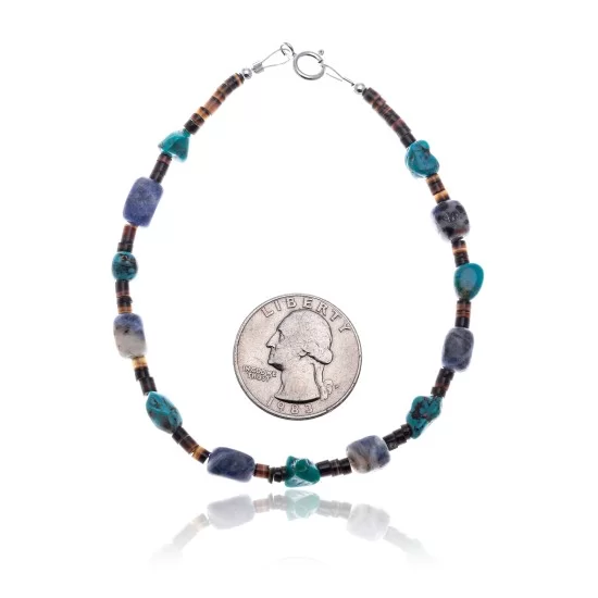 .925 Sterling Silver Navajo Native American Natural Turquoise and Lapis Link Bracelet 390755503726 .925 Sterling Silver Navajo Native American Natural Turquoise and Lapis Link Bracelet 390755503726