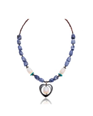 Natural Turquoise and Lapis .925 Sterling Silver Certified Authentic Navajo Native American Necklace 390801004859