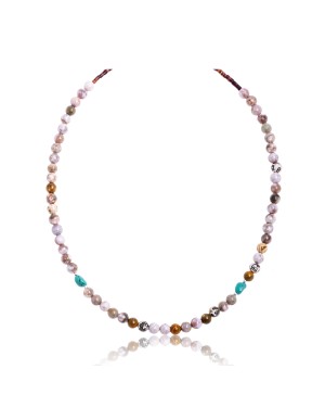 Natural Turquoise and Jasper .925 Sterling Silver Certified Authentic Navajo Native American Necklace 390822545875