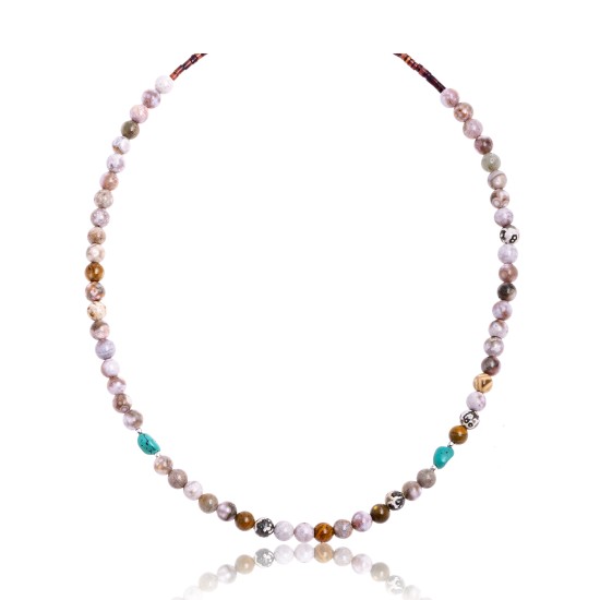 Natural Turquoise and Jasper .925 Sterling Silver Certified Authentic Navajo Native American Necklace 390822545875
