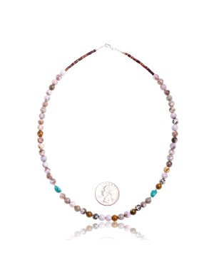 Natural Turquoise and Jasper .925 Sterling Silver Certified Authentic Navajo Native American Necklace 390822545875